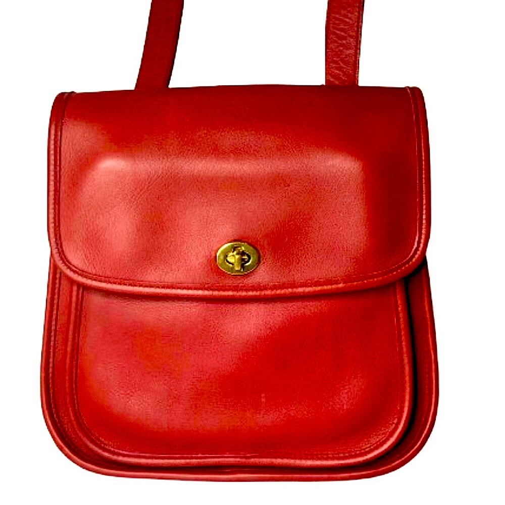 COACH Large Red Glove Tanned Side Pack Crossbody Bag RARE USA COA Sidepack 9979 - Picture 17 of 17